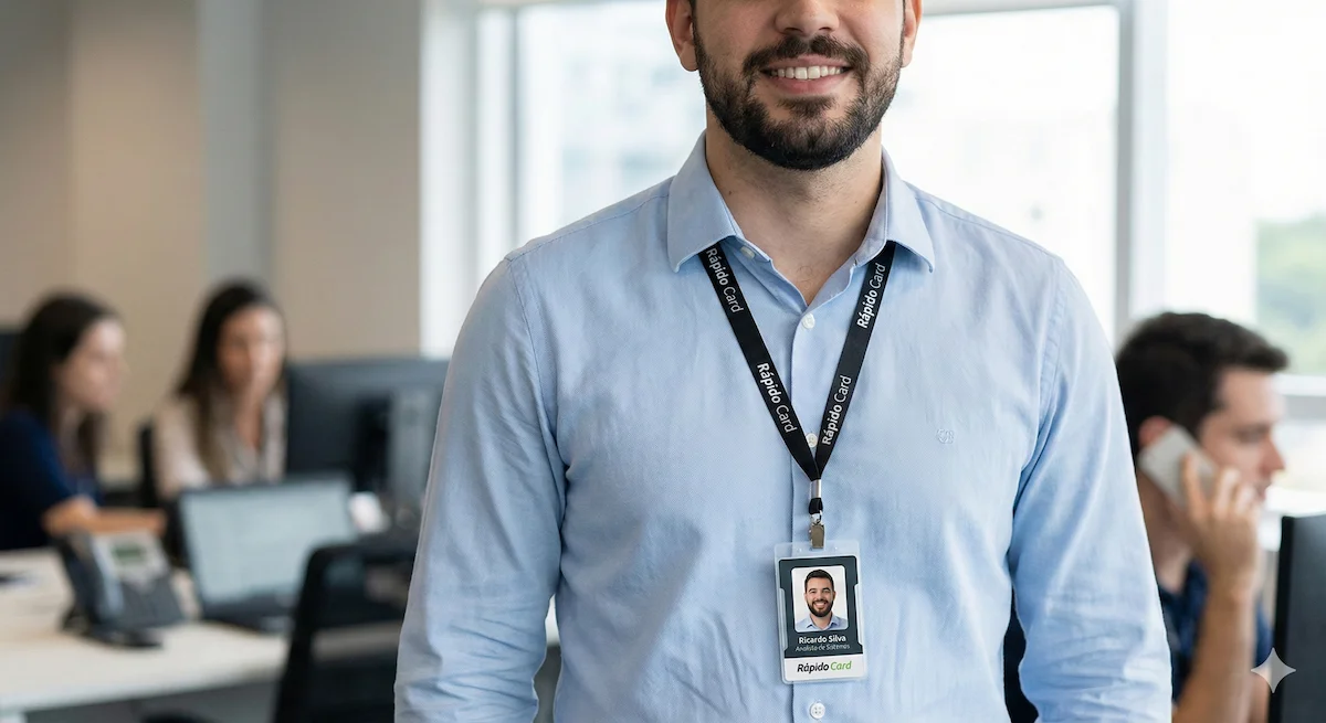 Crachá em PVC de alta resistência e durabilidade produzido com padrão ISO CR-80